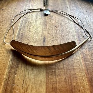 Anthropologie Gold Feather Headband NWT